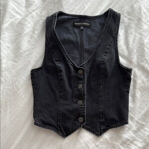 Denim Forum Black Denim Buttoned Vest